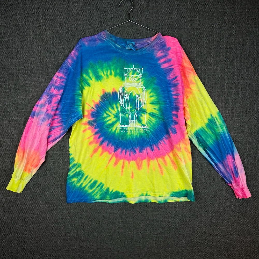 Lucy the Elephant Tie Dye Long Sleeve T Shirt National‎ Historic Landmark XL